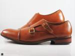 Double monk brown leather shoes - 3