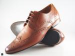 Trendy Pointed Tan Color Brogue Shoes - 1