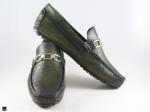 Patina finished loafer with  saddle ornament in green - 4