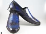 Patina finished wing tip Loafer in blue - 4