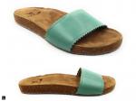 Smooth Leather slide in Aqua - 4