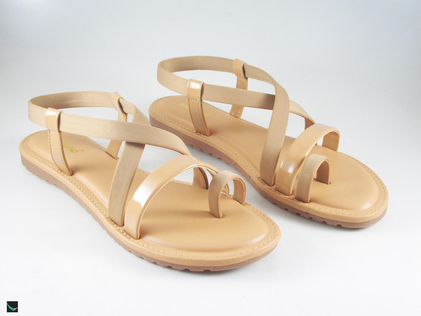 Buy Beige Color Strappy Open Toe Flats Sandals Online in India