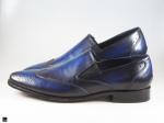 Patina finished wing tip Loafer in blue - 5