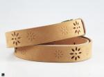 Floral punch beige leather belt - 2